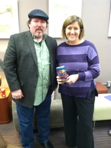 Brian Turner and UM professor Bryn Chancellor (with his yummy gift of Florida chocolate).